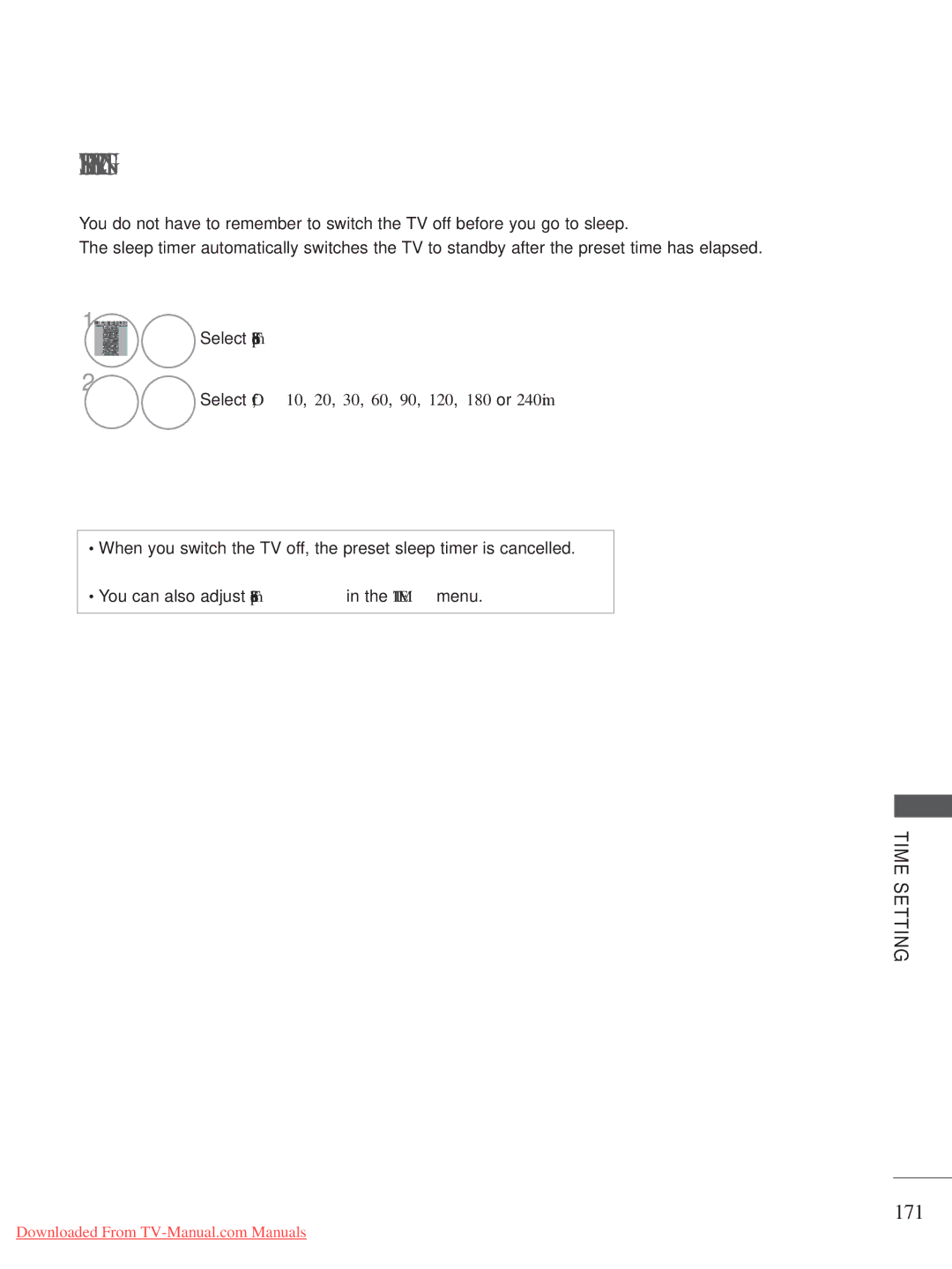 LG Electronics A-27 owner manual Sleep Timer Setting, 171 