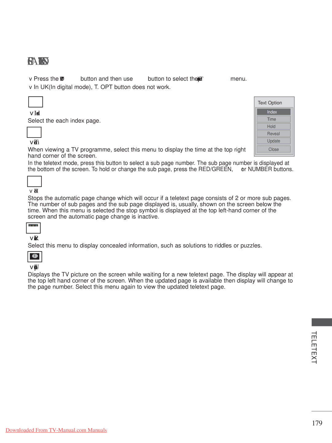 LG Electronics A-27 owner manual Special Teletext Functions, 179 