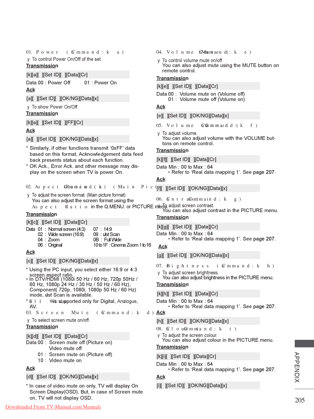 LG Electronics A-27 owner manual 205, Power Command k a 