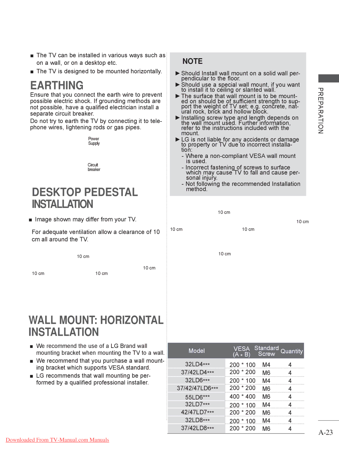 LG Electronics A-27 owner manual 32LD4, 37/42LD4, 32LD6, 37/42/47LD6, 55LD6, 32LD7, 42/47LD7, 32LD8, 37/42LD8 