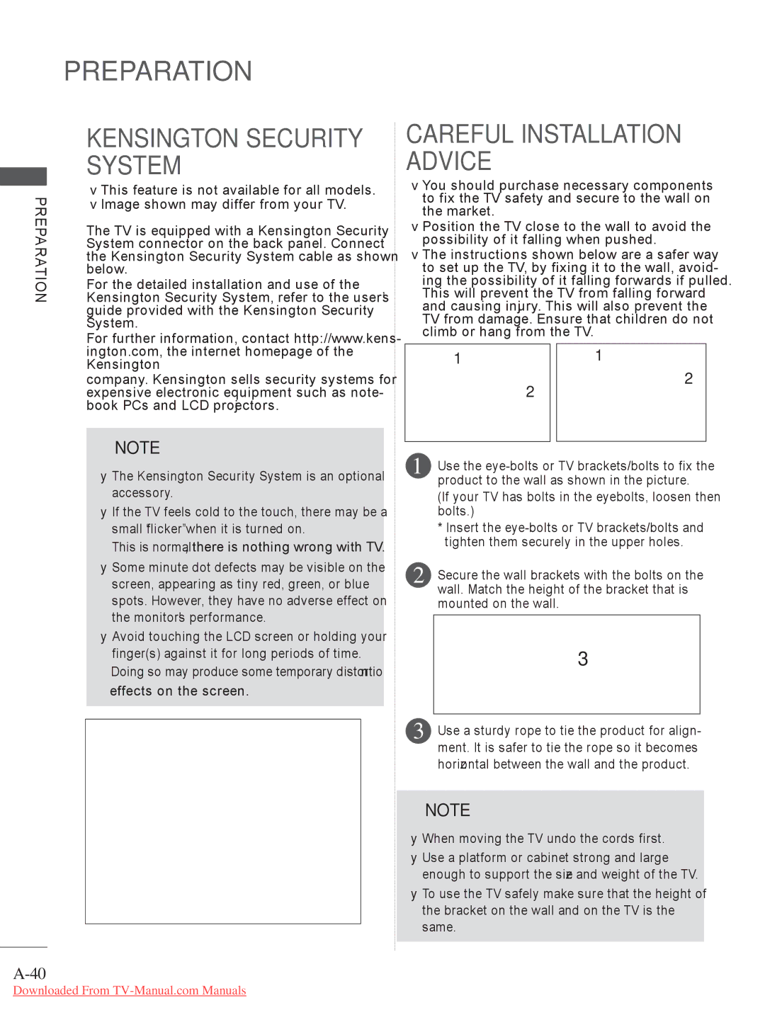 LG Electronics A-27 owner manual Kensington Security System 