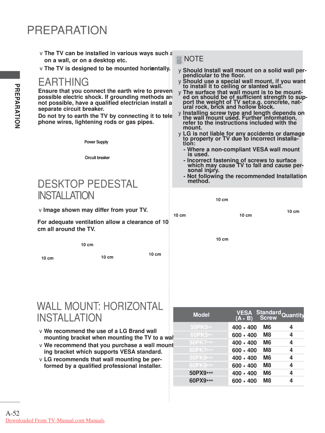 LG Electronics A-27 owner manual 50PK5 400 60PK5, 50PK7, 60PK7, 50PK9, 60PK9, 50PX9, 60PX9 