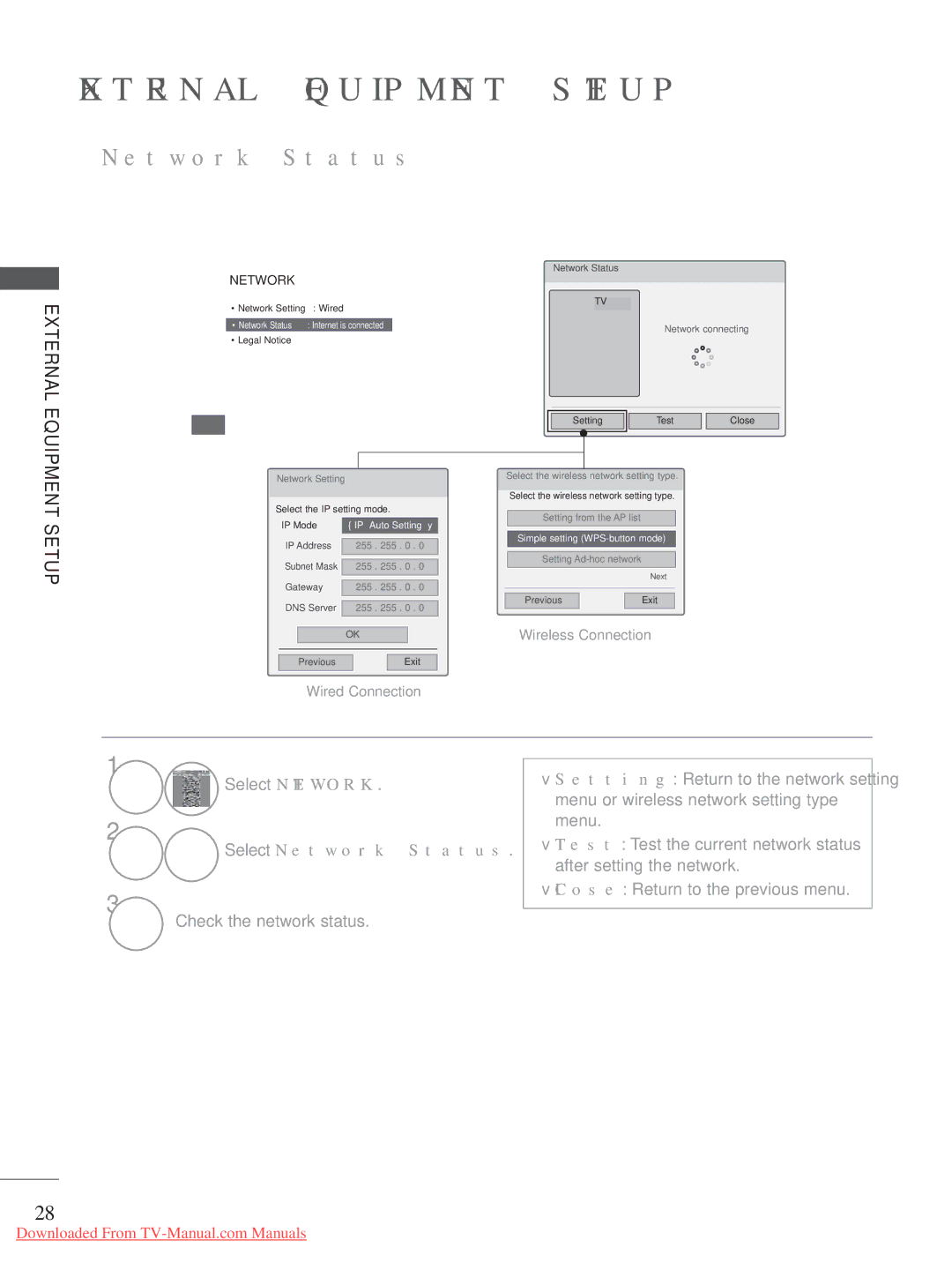 LG Electronics A-27 owner manual Select Network Status 