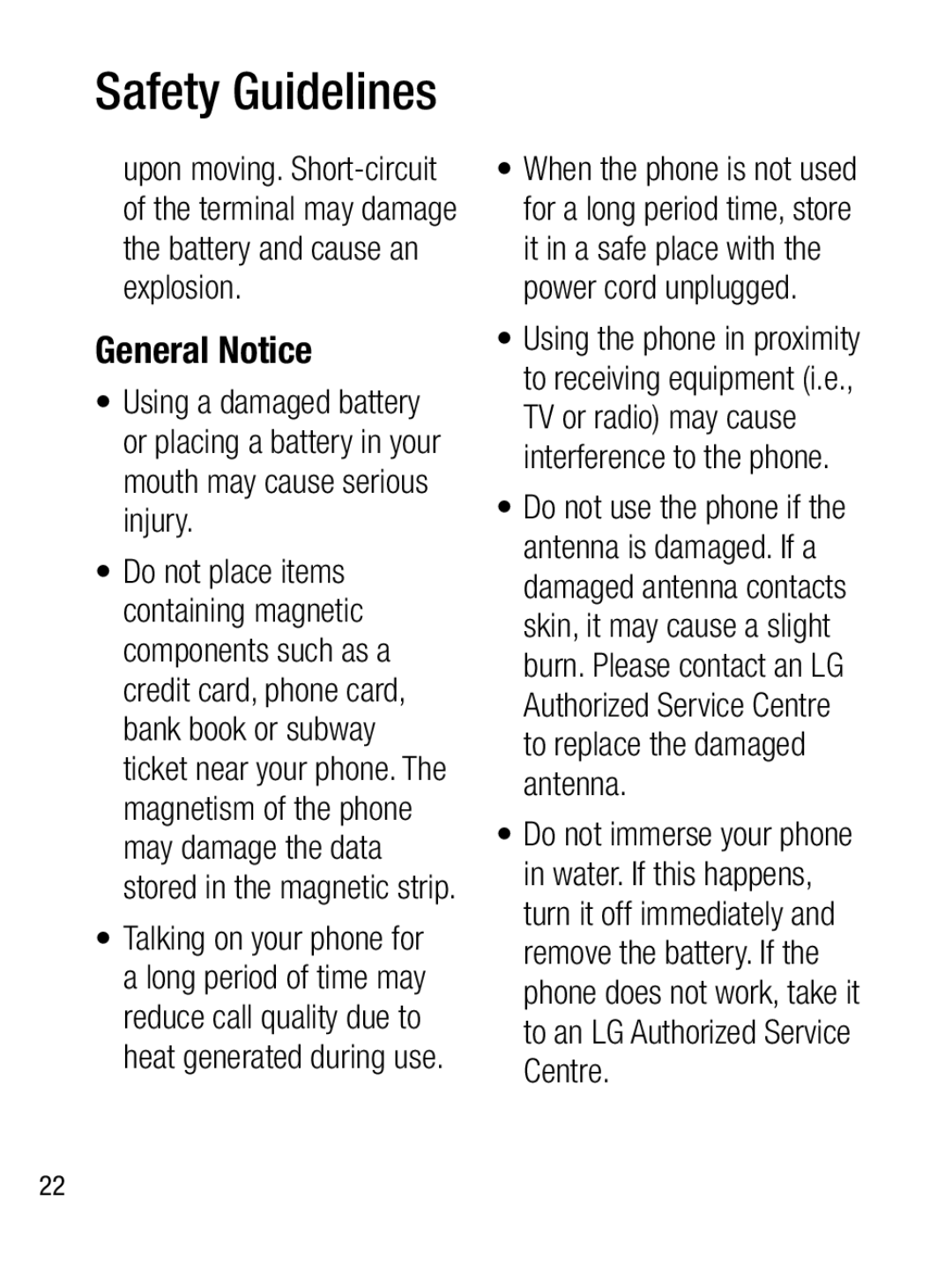 LG Electronics A133CH manual General Notice 