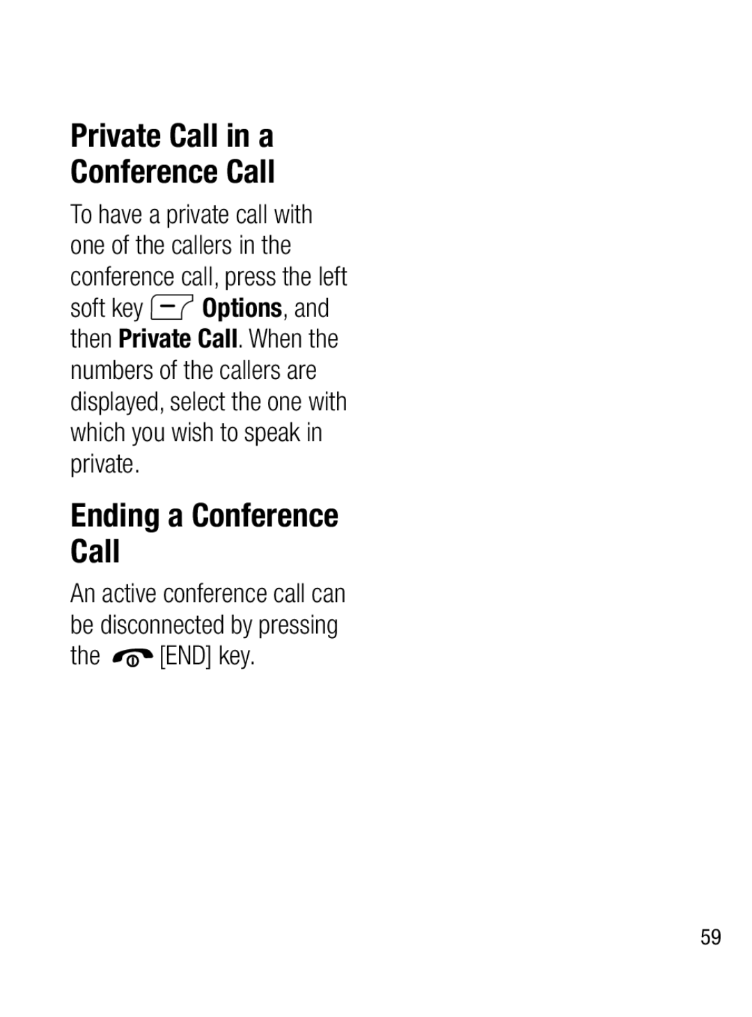 LG Electronics A133CH manual Private Call in a Conference Call, Ending a Conference Call 