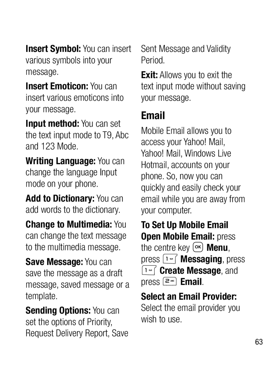 LG Electronics A133CH manual Email 