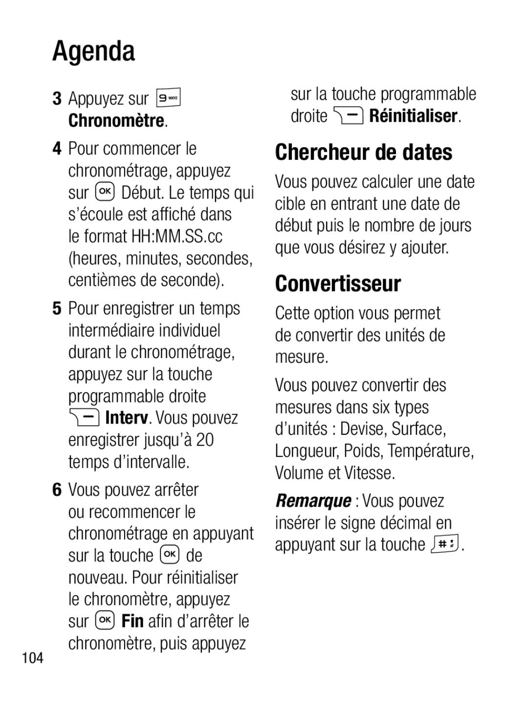 LG Electronics A133R manual Chercheur de dates, Convertisseur 