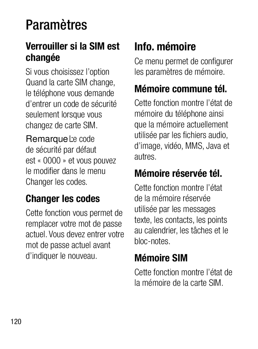 LG Electronics A133R manual Info. mémoire 