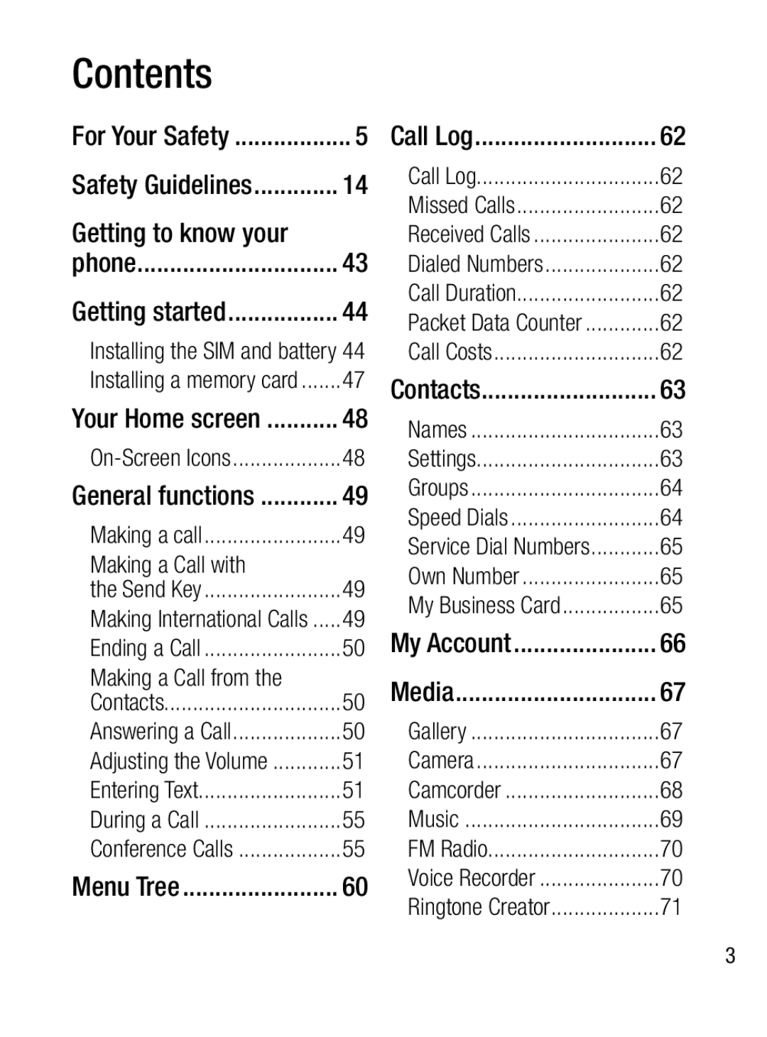 LG Electronics A133R manual Contents 