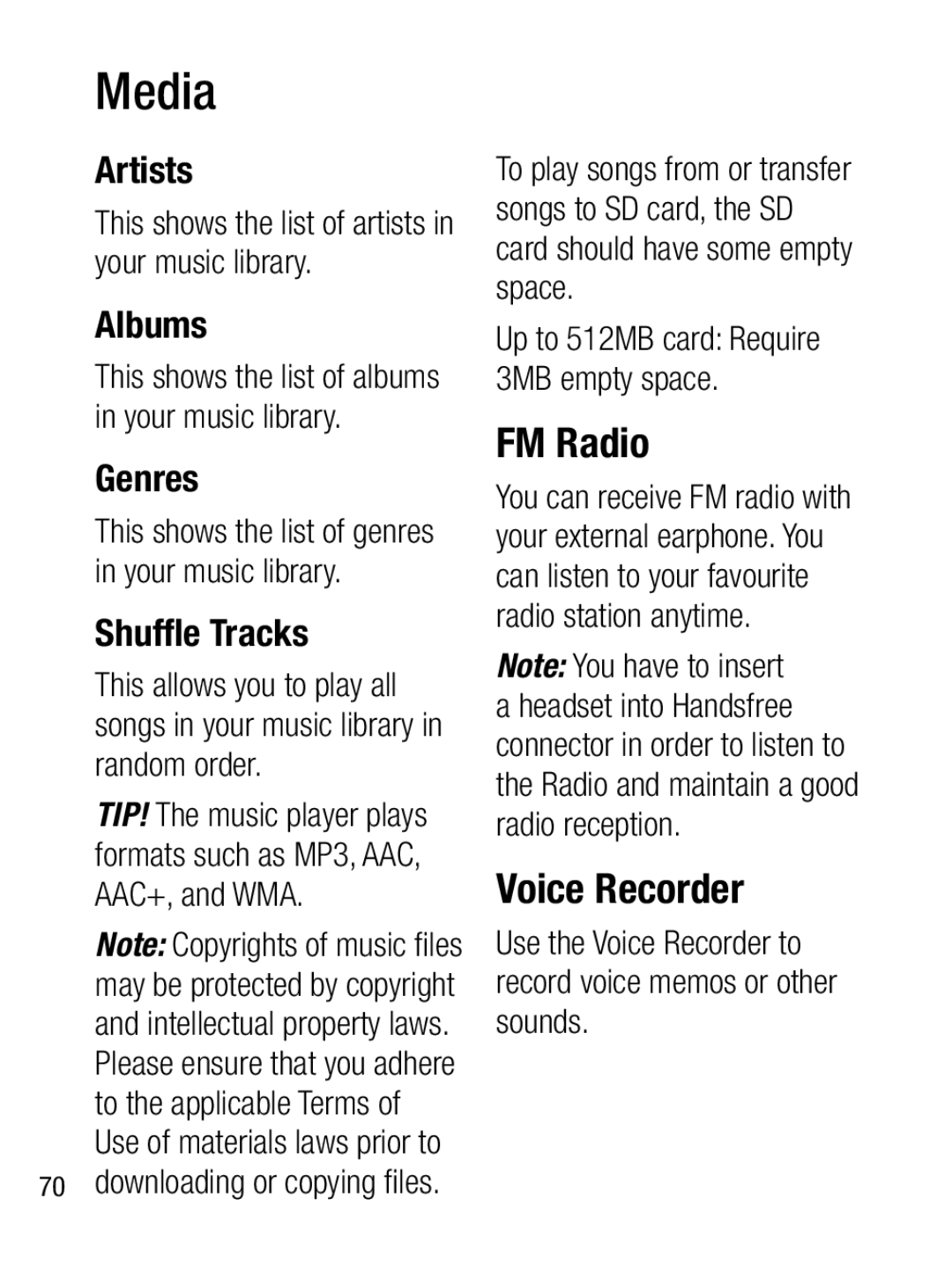 LG Electronics A133R manual FM Radio, Voice Recorder 