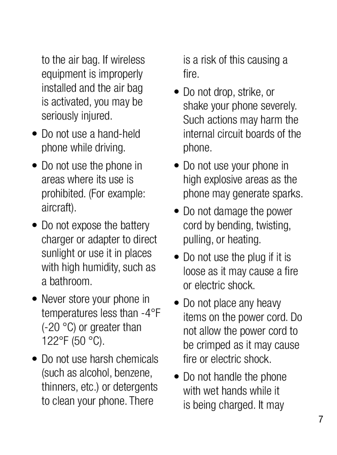 LG Electronics A133R manual Is a risk of this causing a, Re or electric shock, Do not use a hand-held phone while driving 