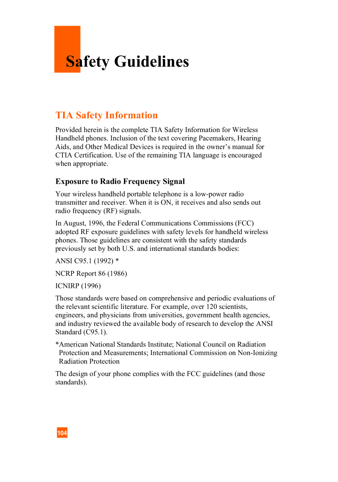 LG Electronics A7110 manual Safety Guidelines, Exposure to Radio Frequency Signal 