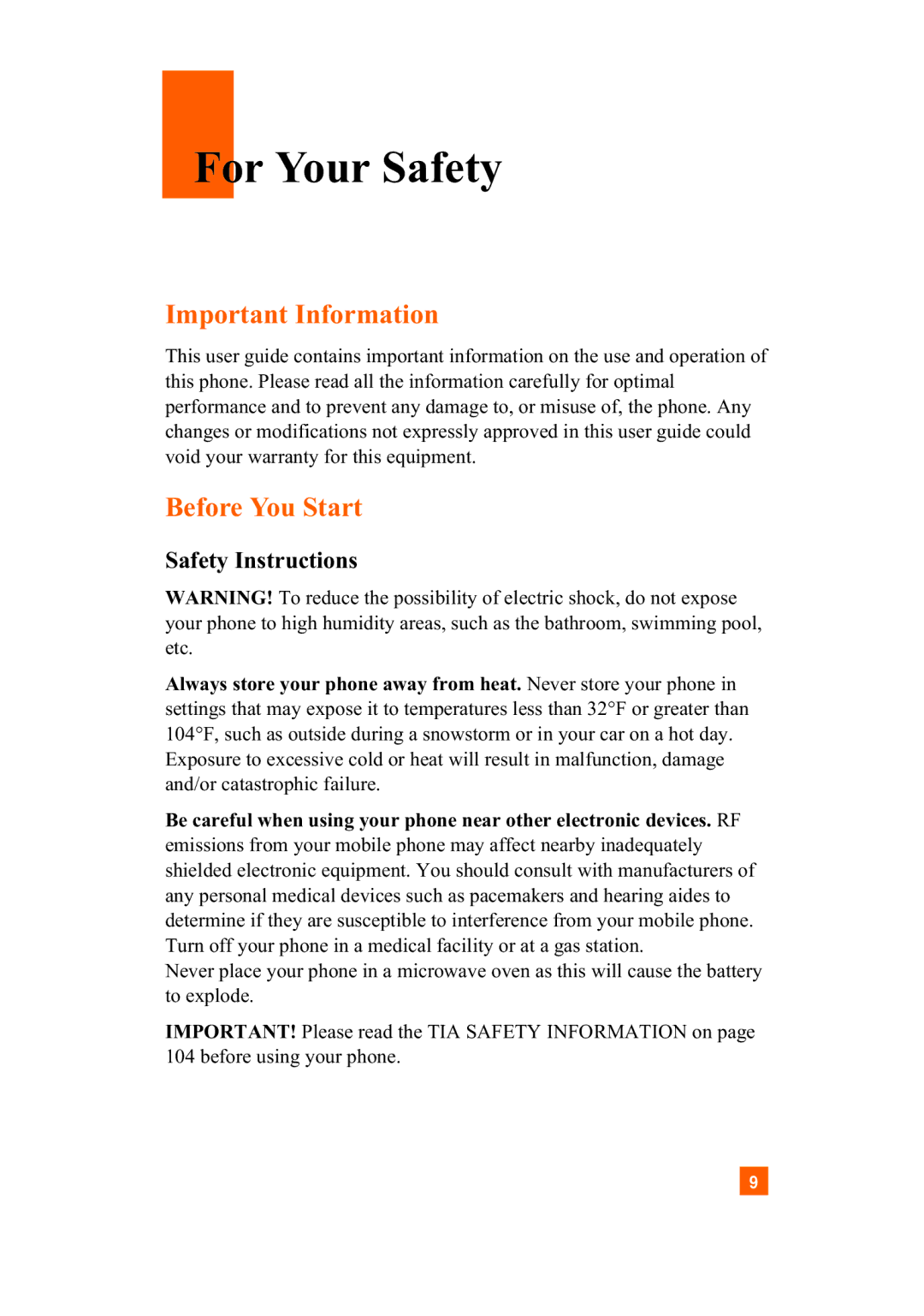 LG Electronics A7110 manual For Your Safety, Safety Instructions 