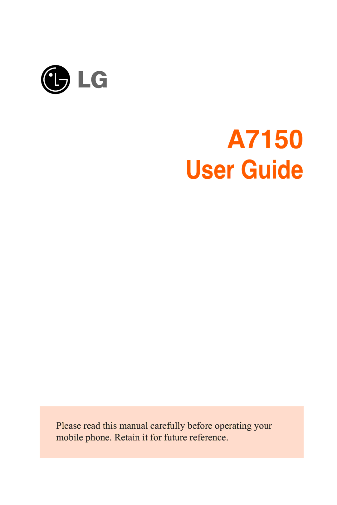 LG Electronics manual A7150 User Guide 