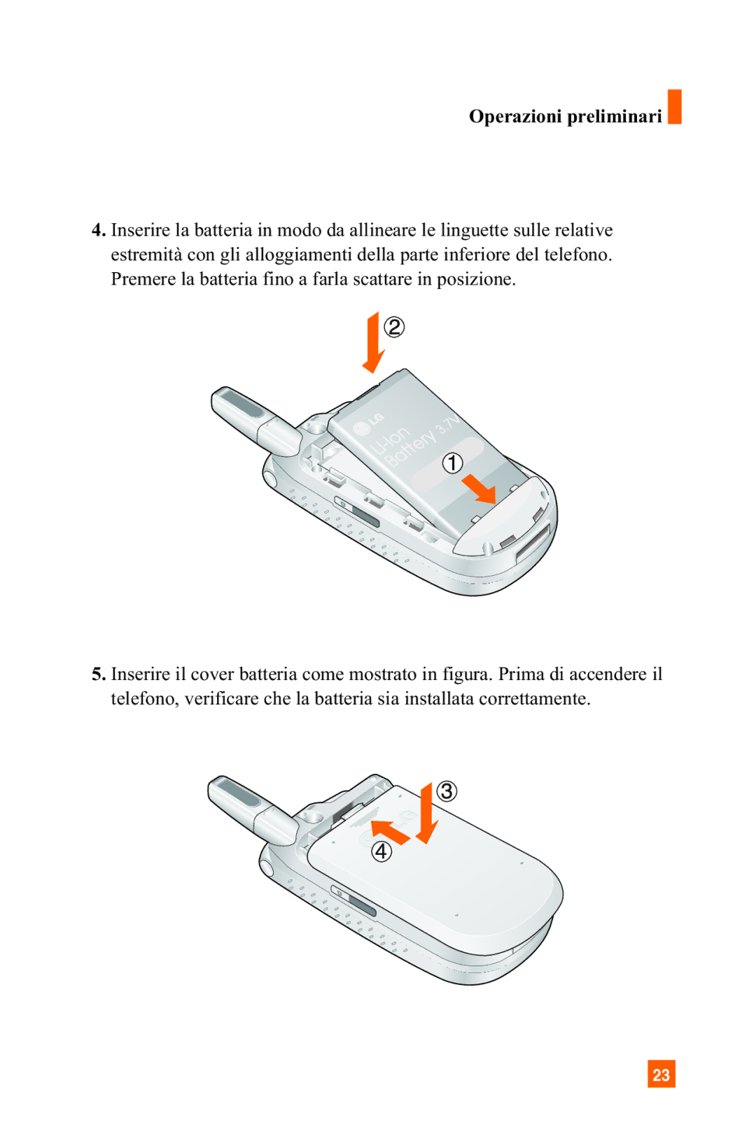 LG Electronics A7150 manual Operazioni preliminari 