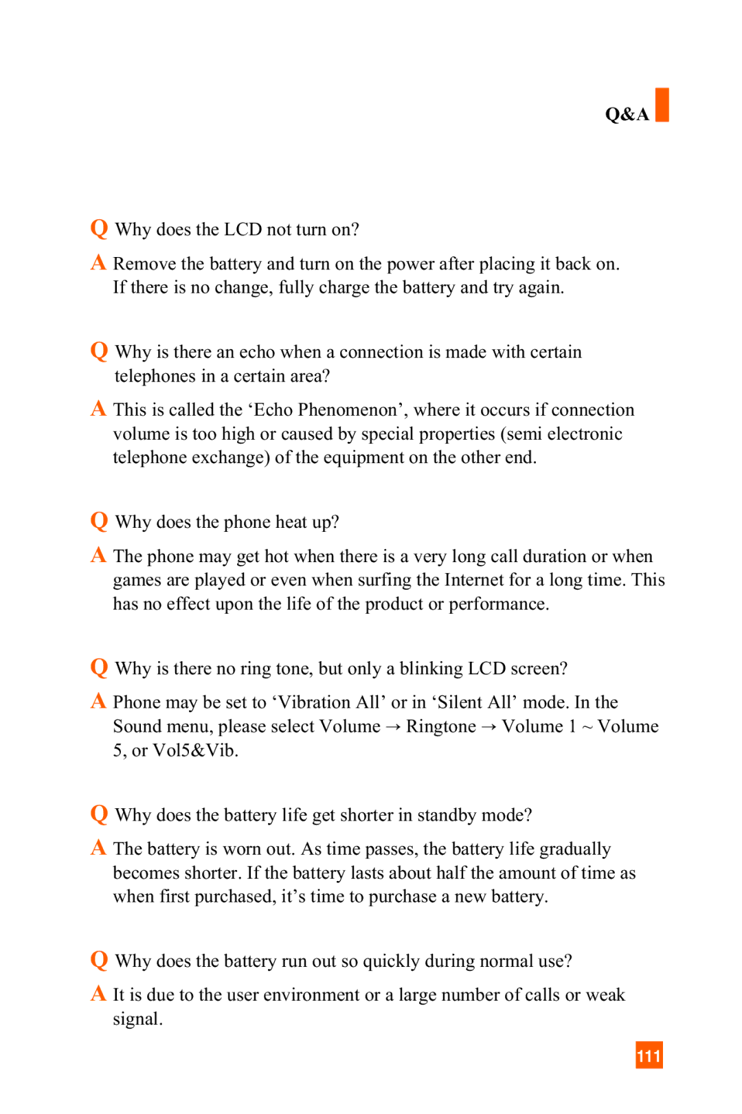 LG Electronics A7150 manual Why does the LCD not turn on? 