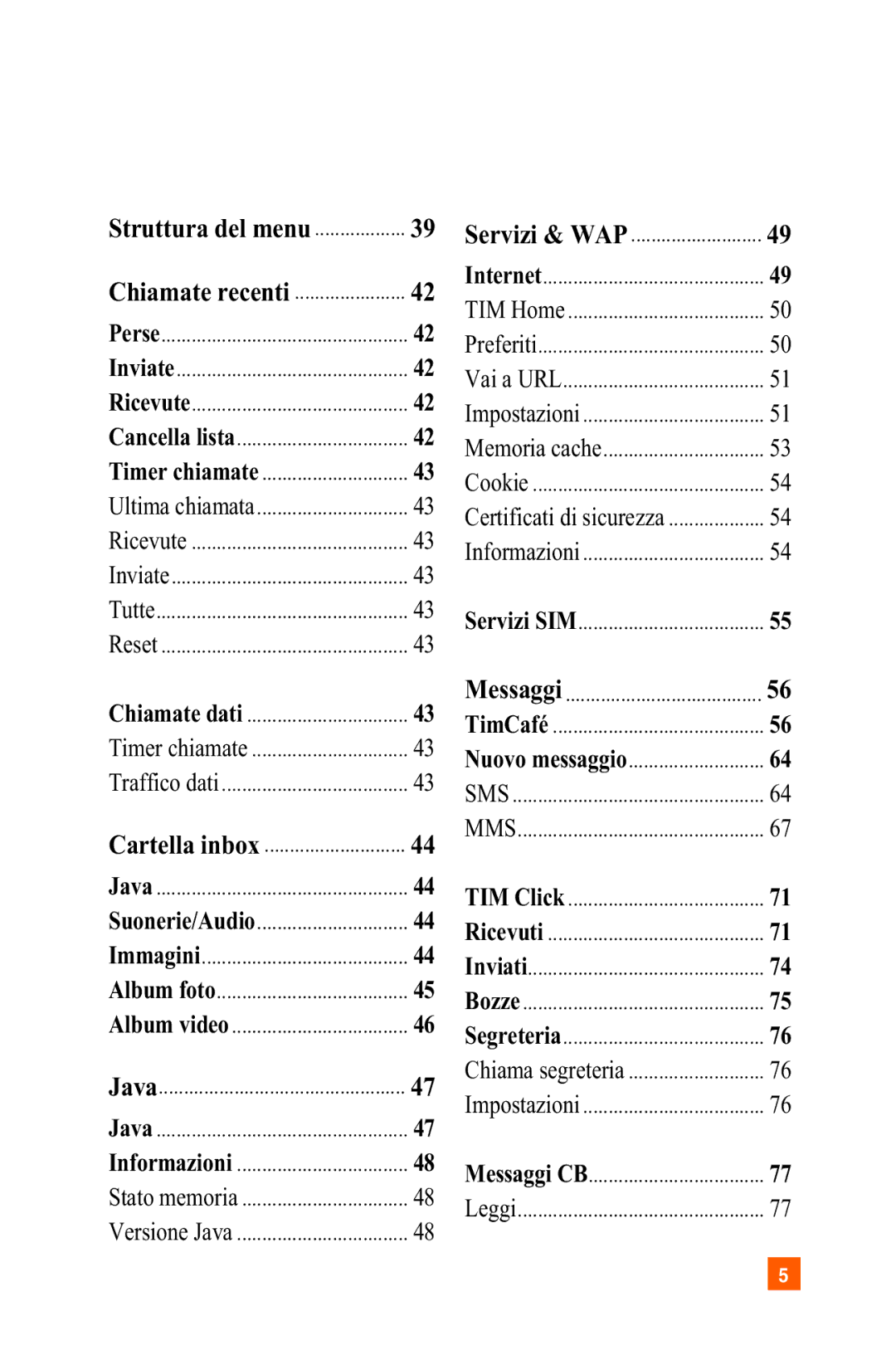 LG Electronics A7150 manual Struttura del menu 