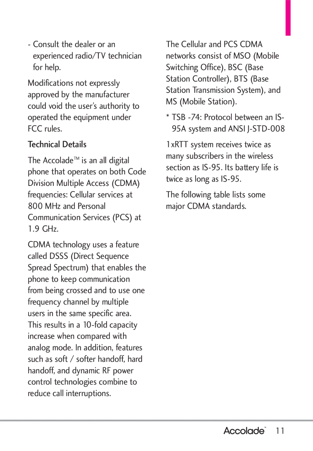 LG Electronics Accolade manual Technical Details 