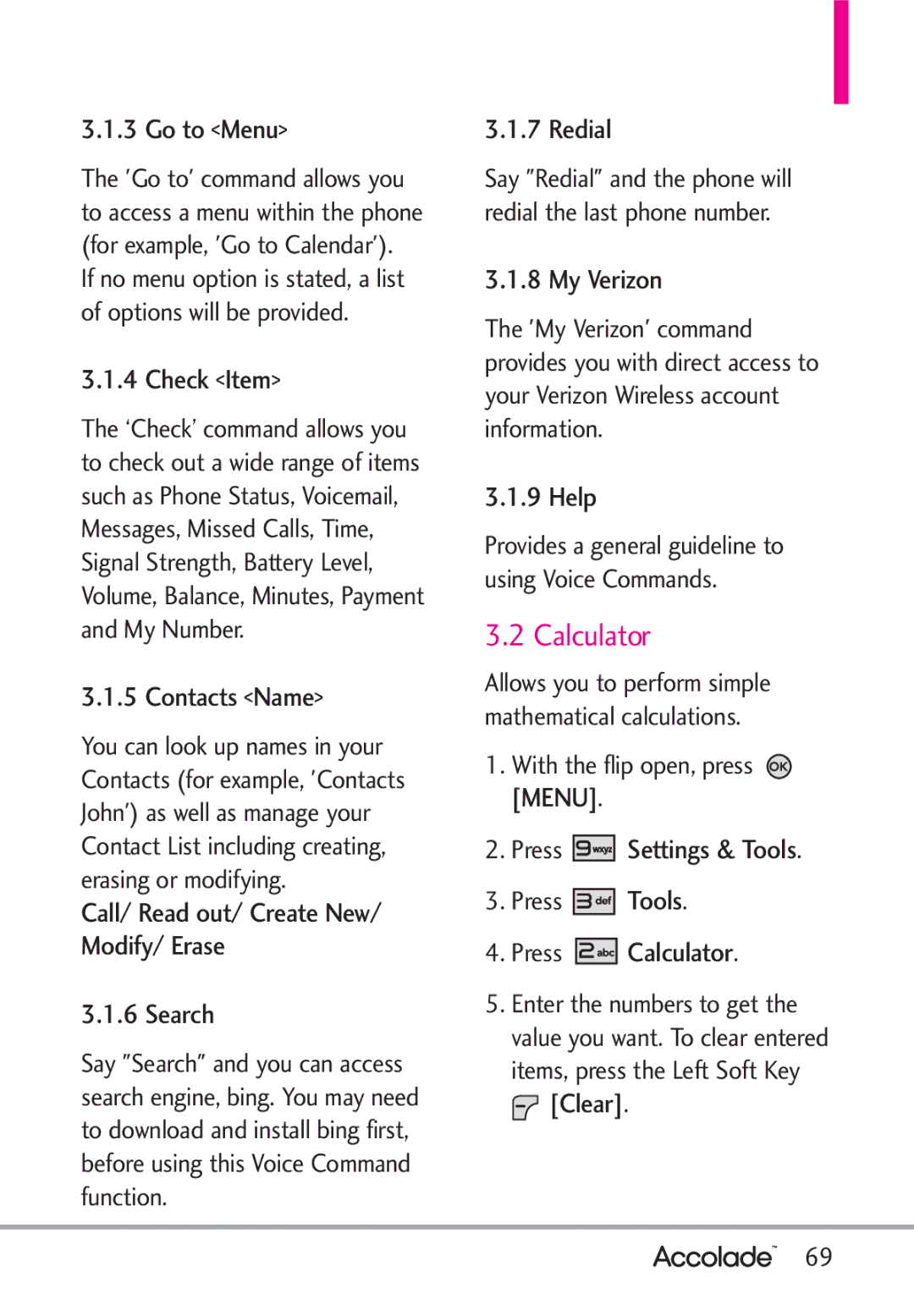 LG Electronics Accolade manual Calculator 