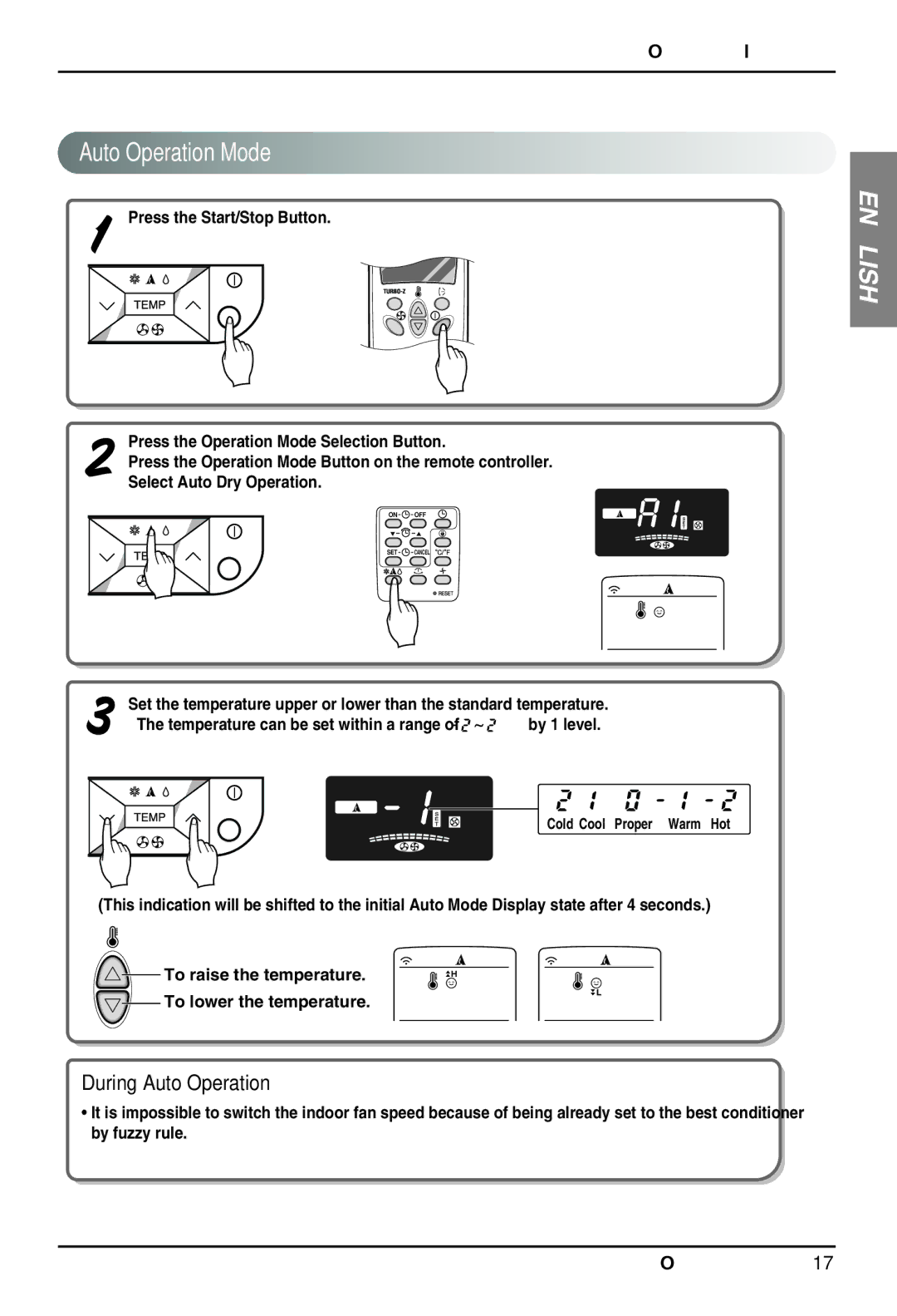 LG Electronics Air Conditioner owner manual Auto Operation Mode, During Auto Operation 