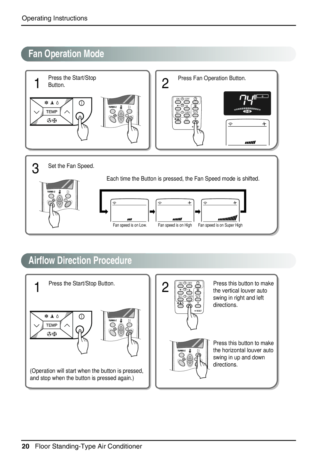 LG Electronics Air Conditioner owner manual Press the Start/Stop, Button 