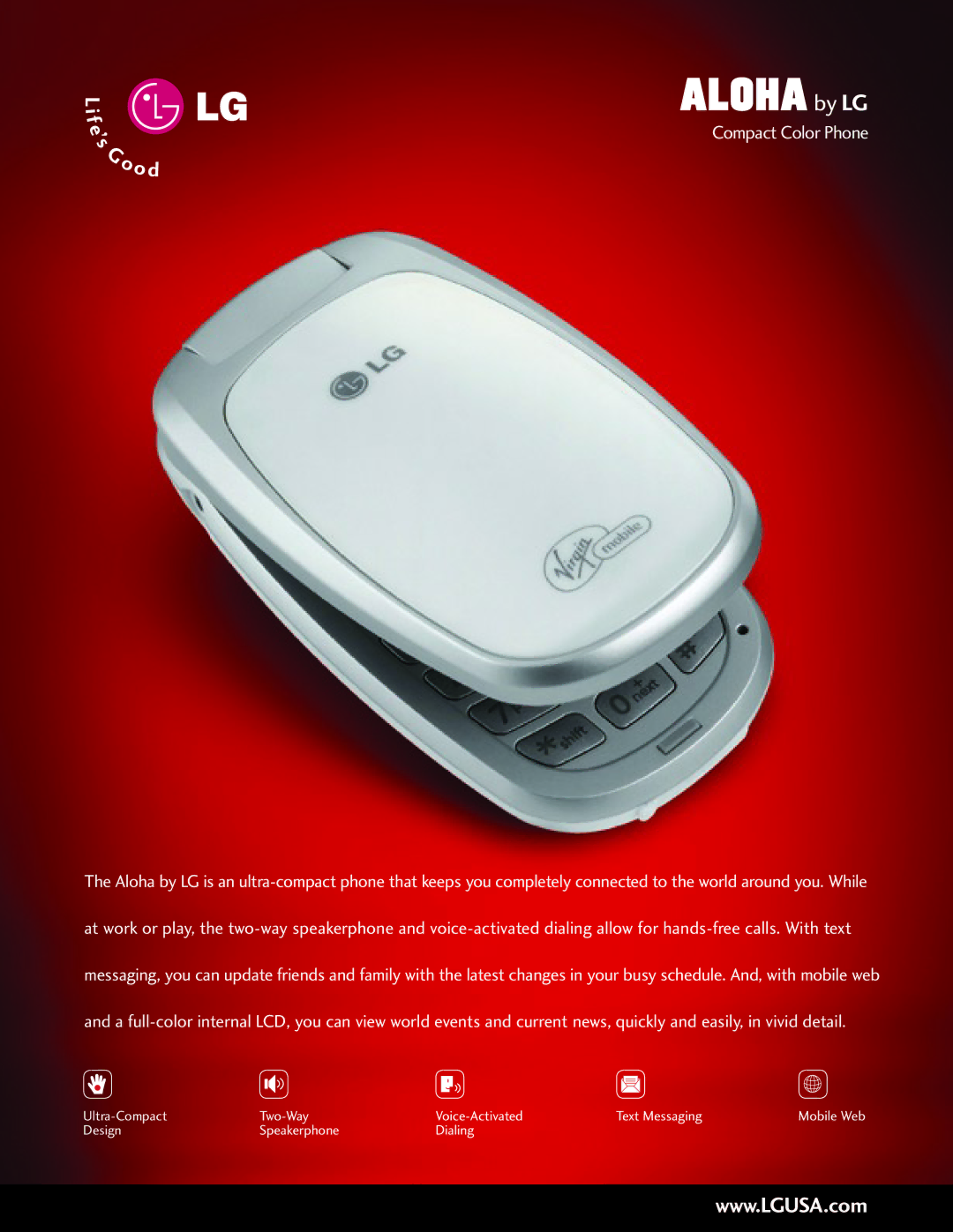 LG Electronics ALOHA manual Compact Color Phone 