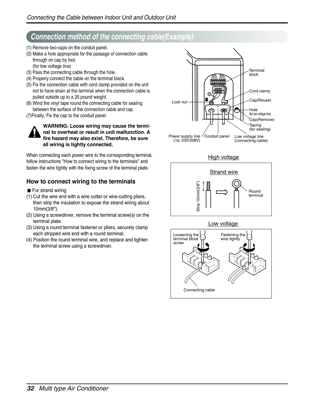 LG Electronics AMNC123DEA0 (LMN120CE), AMNH123APM0(LMAN120HNS) Connection method of the connecting cableExample 