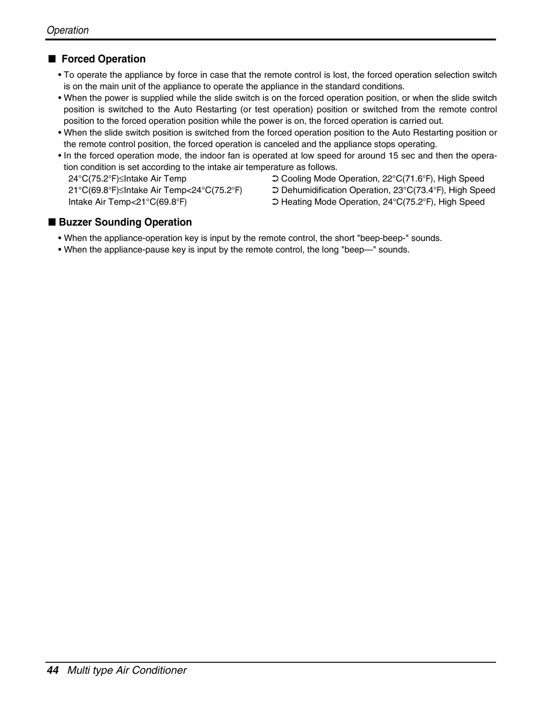 LG Electronics AMNH123DEA0 (LMN120HE), AMNH123APM0(LMAN120HNS) service manual Forced Operation, Buzzer Sounding Operation 