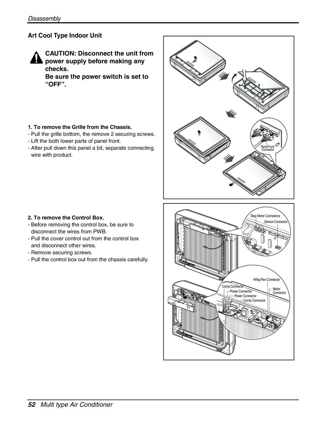 LG Electronics AMNC093APM0(LMAN090CNS) service manual To remove the Grille from the Chassis, To remove the Control Box 