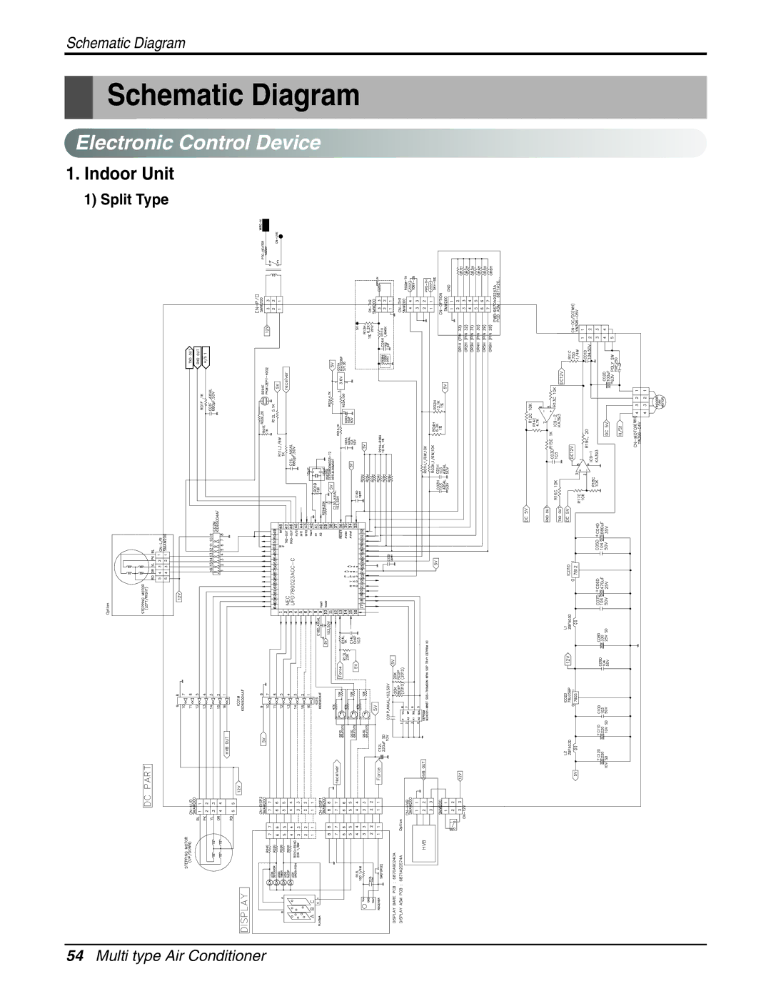 LG Electronics A2UH243FA0(LMU240HE), AMNH123APM0(LMAN120HNS) Schematic Diagram, Electronic Control Device, Split Type 