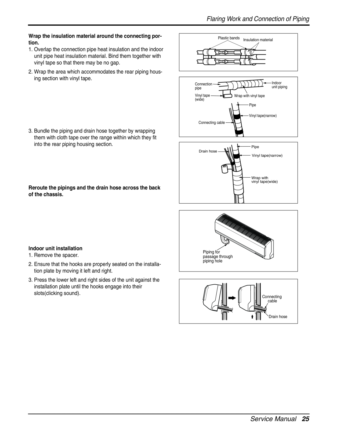 LG Electronics AMNC123DEA0 (LMN120CE) Flaring Work and Connection of Piping, Service Manual, Indoor unit installation 