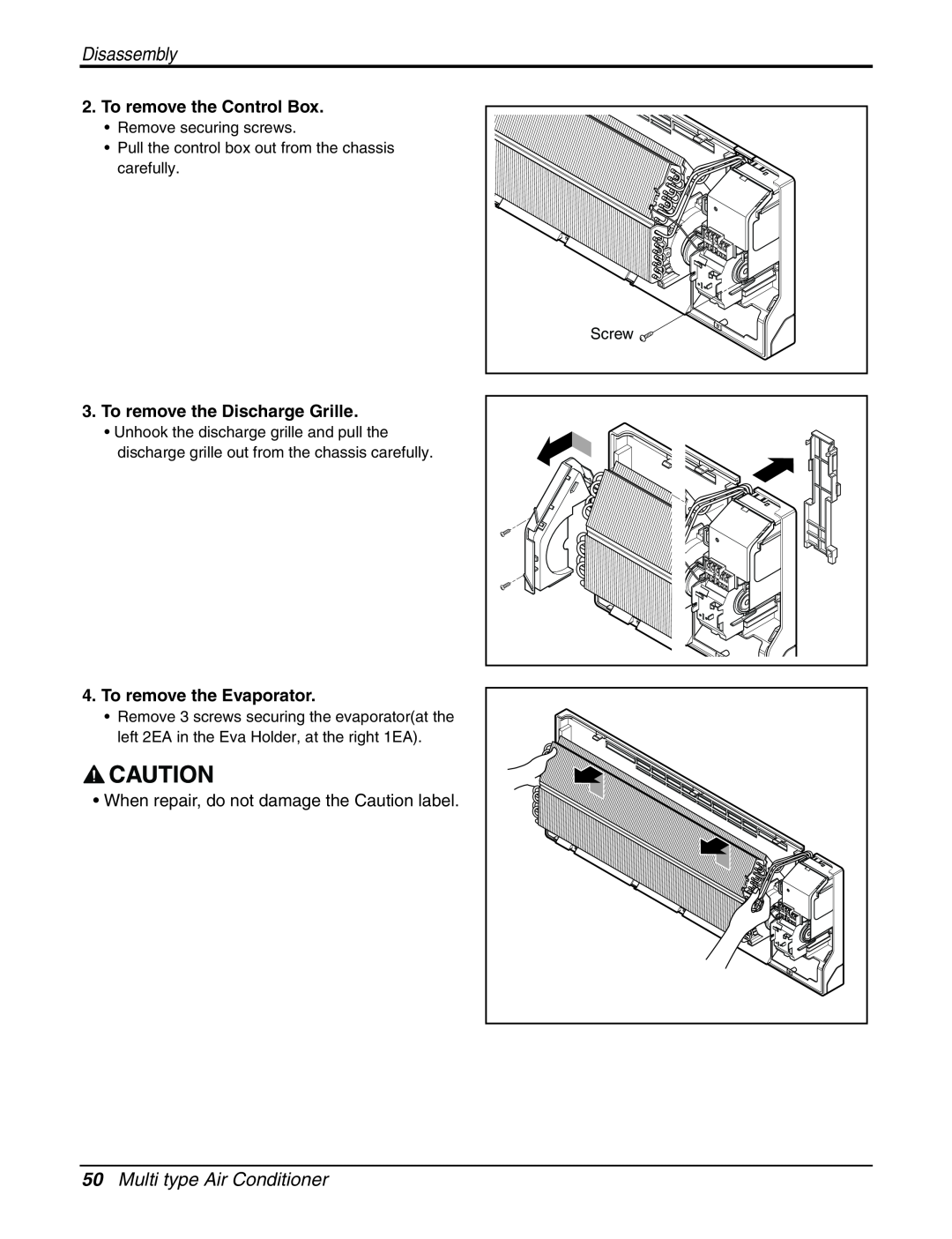 LG Electronics A2UC243FA0 (LMU240CE) service manual Multi type Air Conditioner, Disassembly, To remove the Control Box 