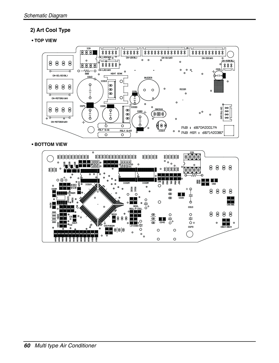 LG Electronics AMNC123DEA0 (LMN120CE) Art Cool Type, Multi type Air Conditioner, Schematic Diagram, Top View Bottom View 