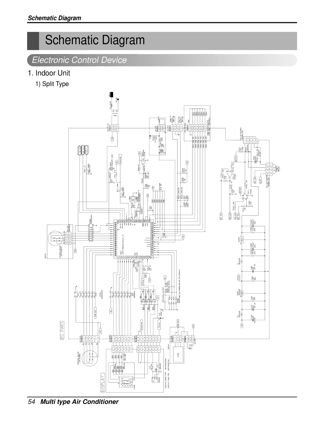 LG Electronics AMNH123DEA0(LMN120HE), AMNC123DEA0(LMN120CE) Schematic Diagram, Electronic Control Device, Split Type 