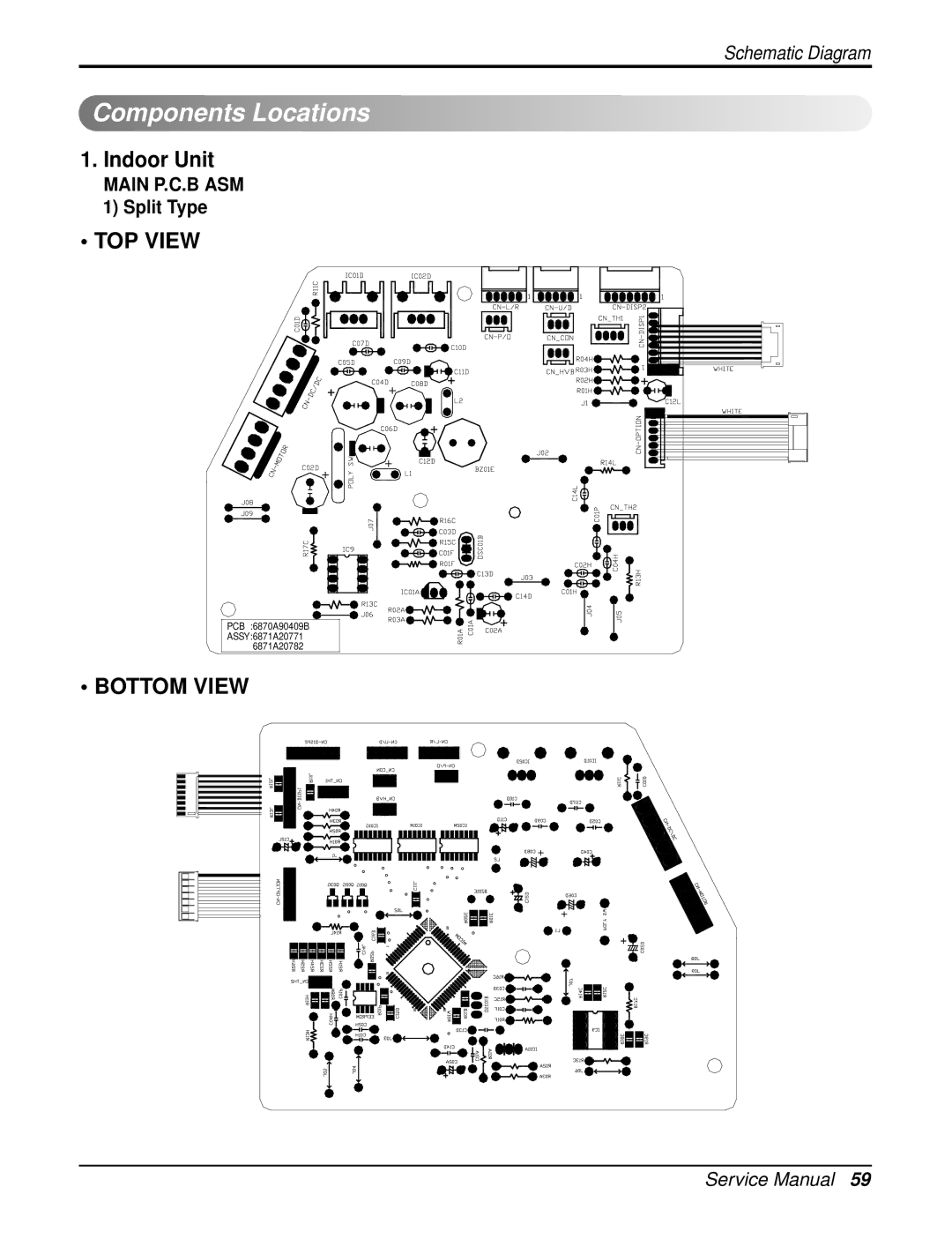 LG Electronics A3UC363FA0(LMU360CE), AMNH123DEA0(LMN120HE), AMNC123DEA0(LMN120CE) Components Locations, Bottom View 