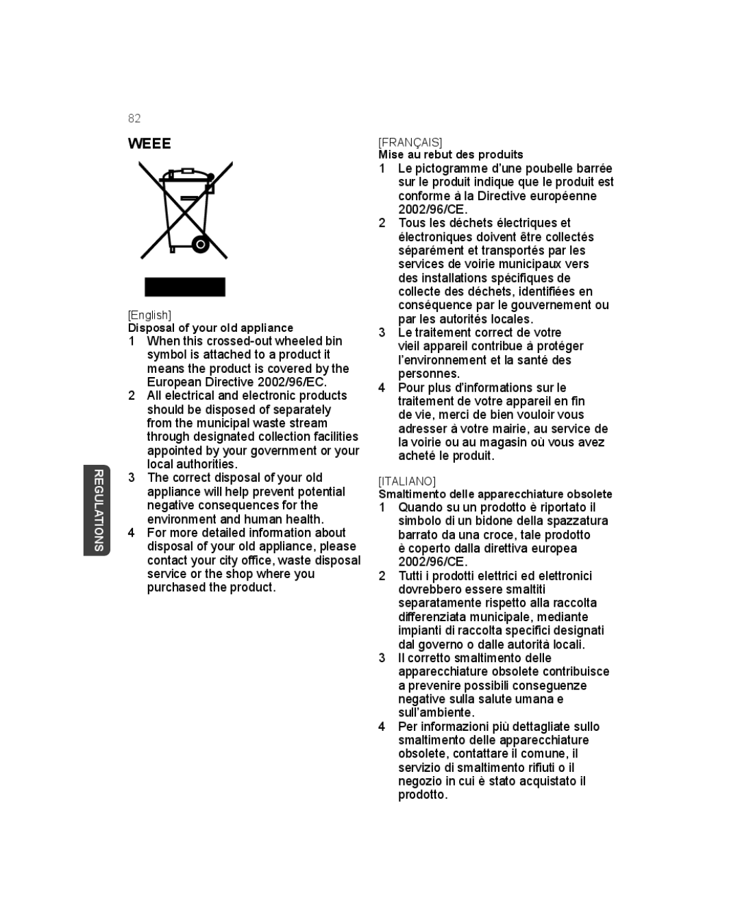 LG Electronics AN-WF500 owner manual Weee, Disposal of your old appliance, Mise au rebut des produits 