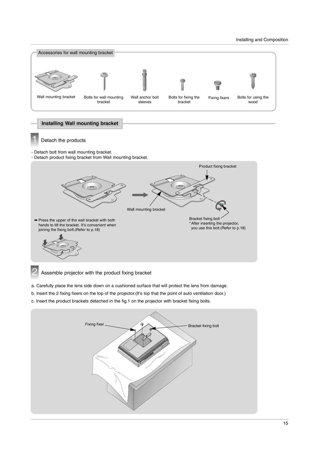 LG Electronics AN110B-JD, AN110W-JD owner manual Installing Wall mounting bracket, Detach the products 