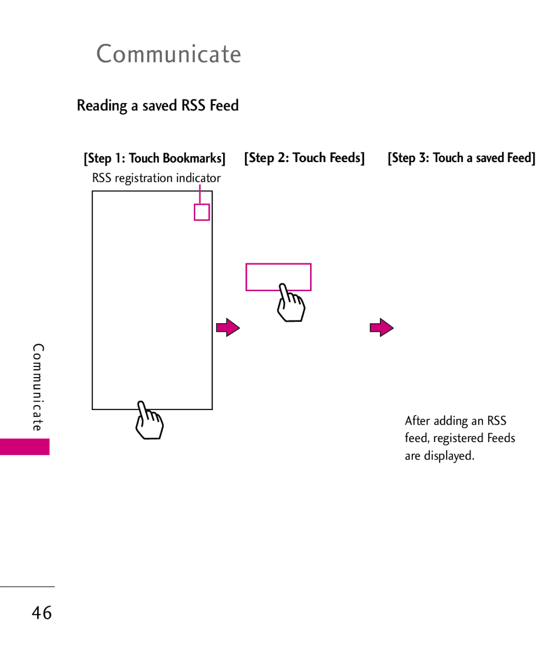 LG Electronics AN510 manual Reading a saved RSS Feed 