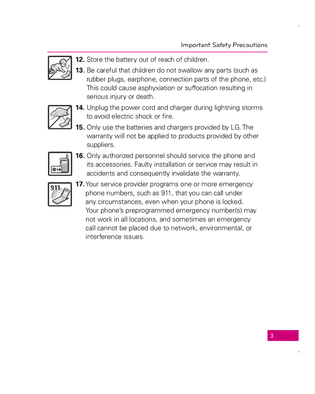 LG Electronics Apex, MFL67006501(1.0) manual Important Safety Precautions 