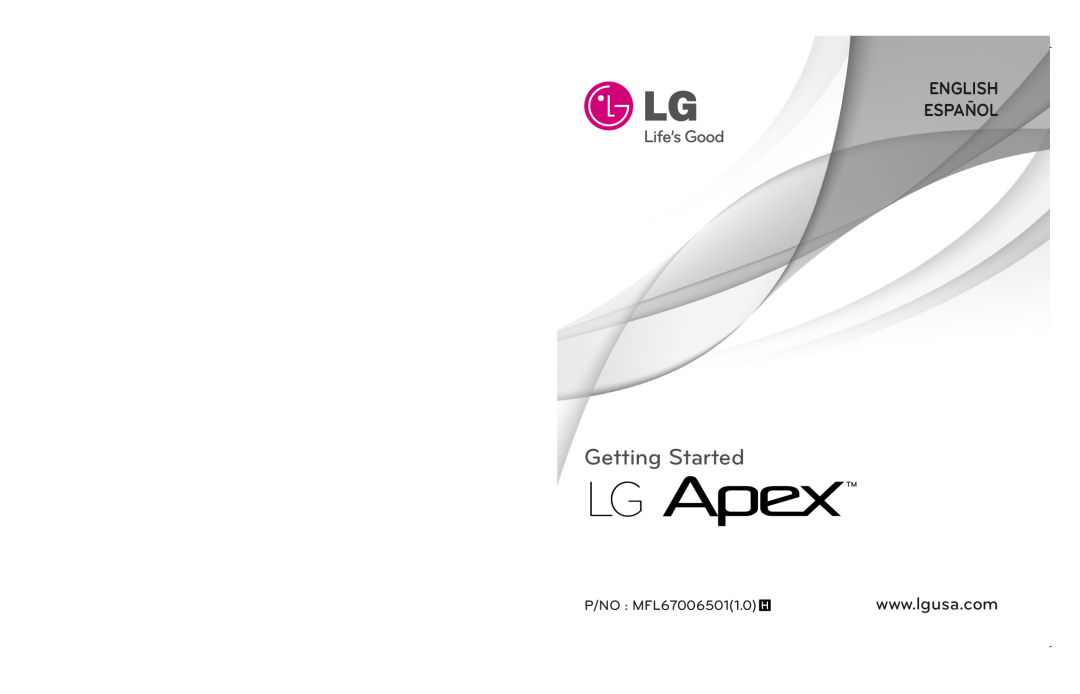 LG Electronics MFL67006501(1.0), Apex manual P/NO MFL670065011.0, Getting Started, English Español 