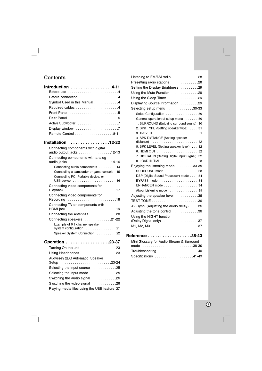 LG Electronics AR702TS, AR702BR, AR702NS, AR702TT owner manual Contents 