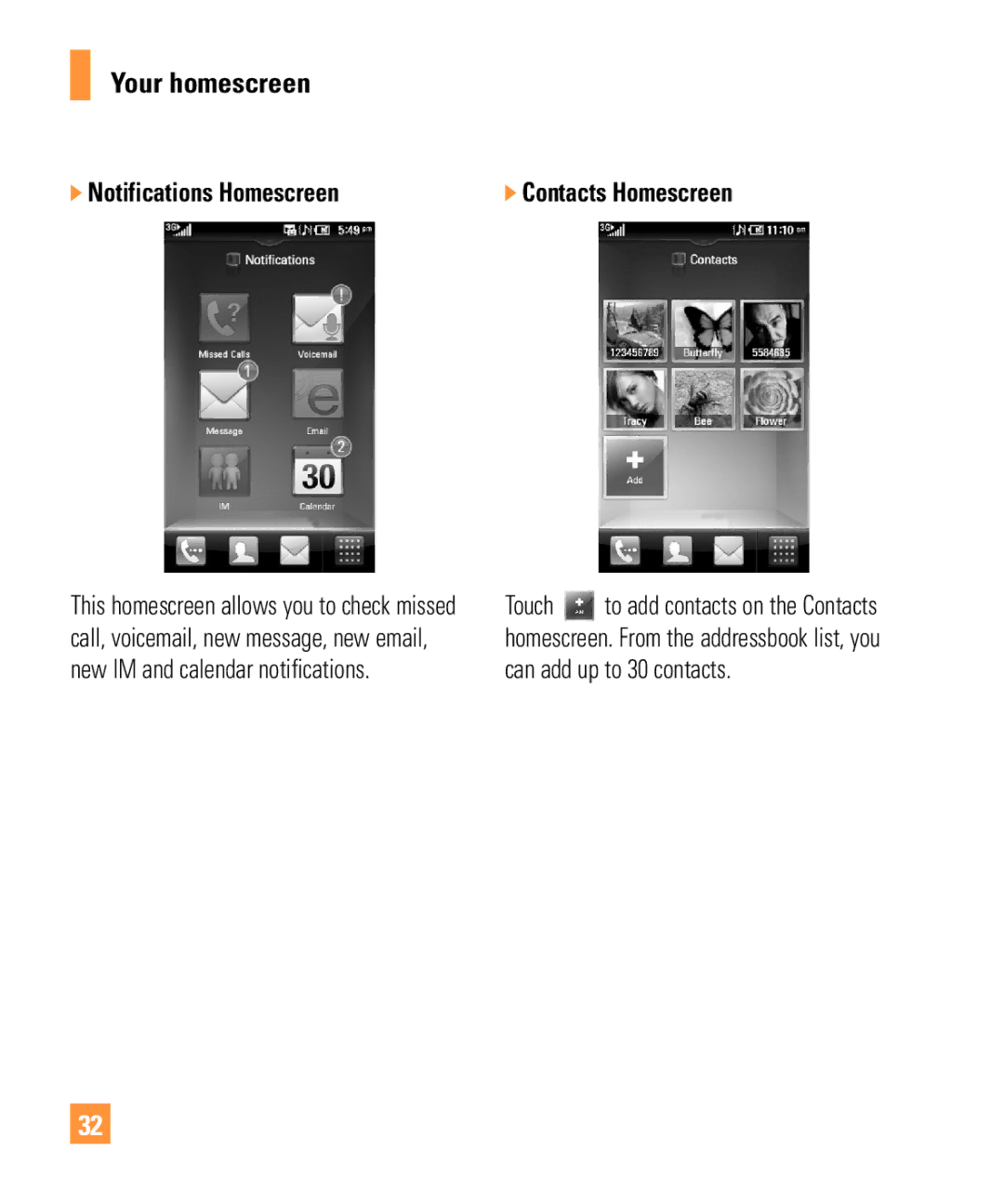 LG Electronics ARENA manual Notifications Homescreen 