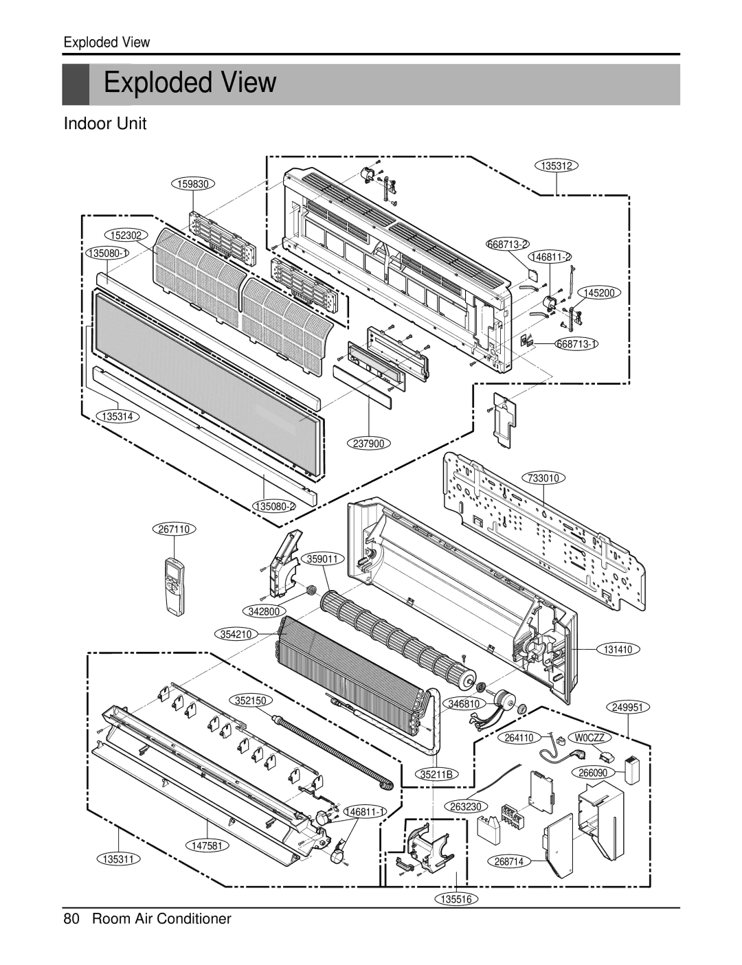 LG Electronics AS-W126URH1/UBH1/UWH1/UMH1, AS-W126URH0/UBH0/UWH0/UMH0/UCH0 service manual Exploded View, Indoor Unit 