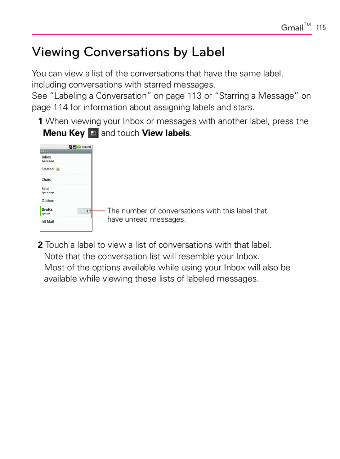 LG Electronics AS740, MFL66990402(1.0) owner manual Viewing Conversations by Label 