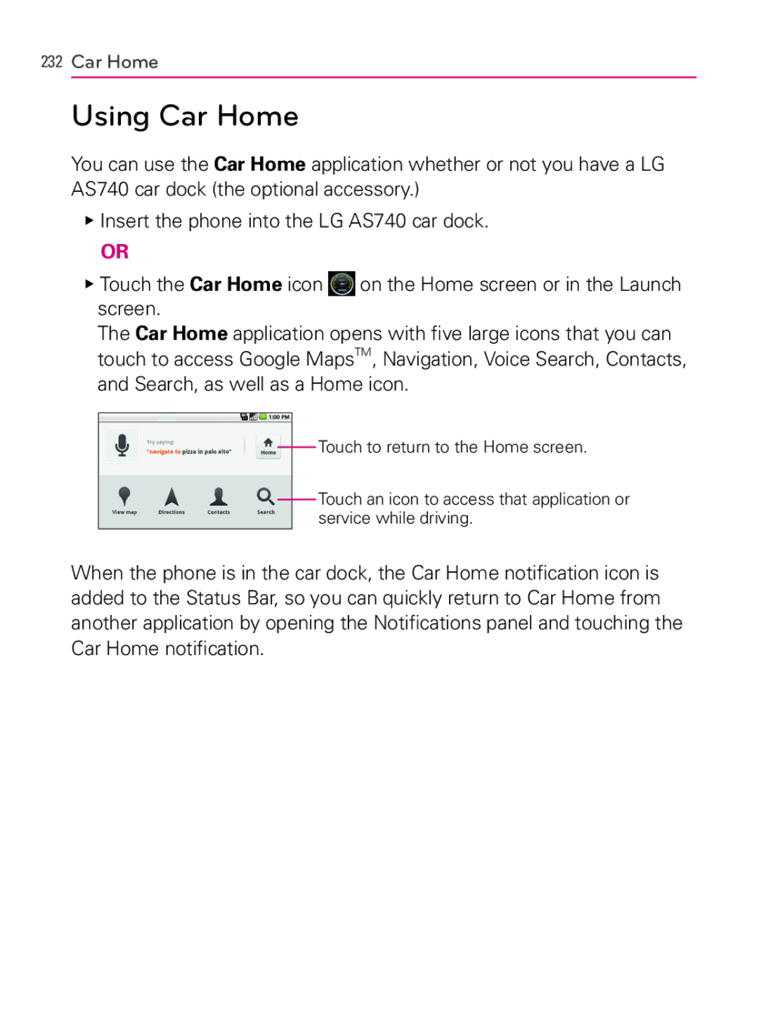 LG Electronics MFL66990402(1.0), AS740 owner manual Using Car Home 