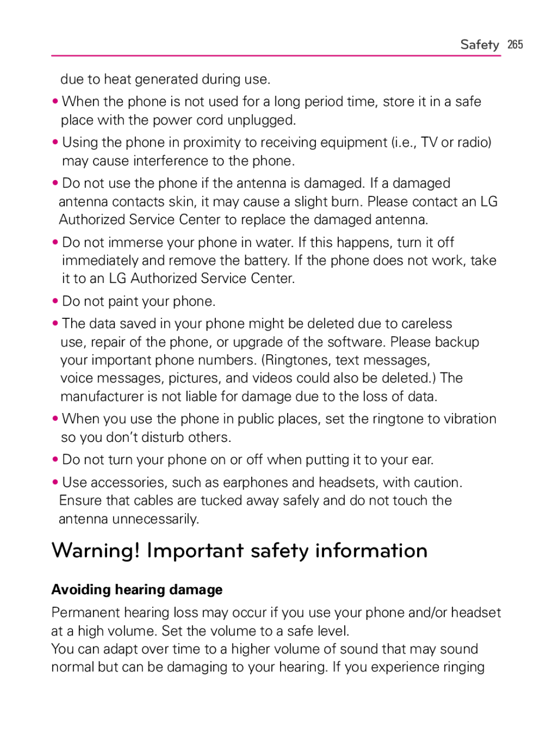 LG Electronics AS740, MFL66990402(1.0) owner manual Avoiding hearing damage 