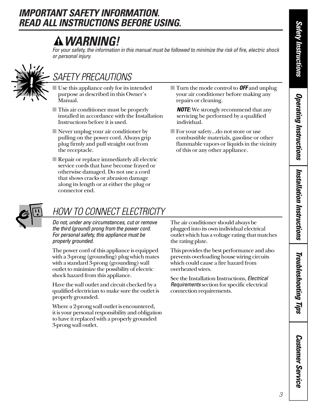 LG Electronics ASC05 owner manual Safety Precautions 