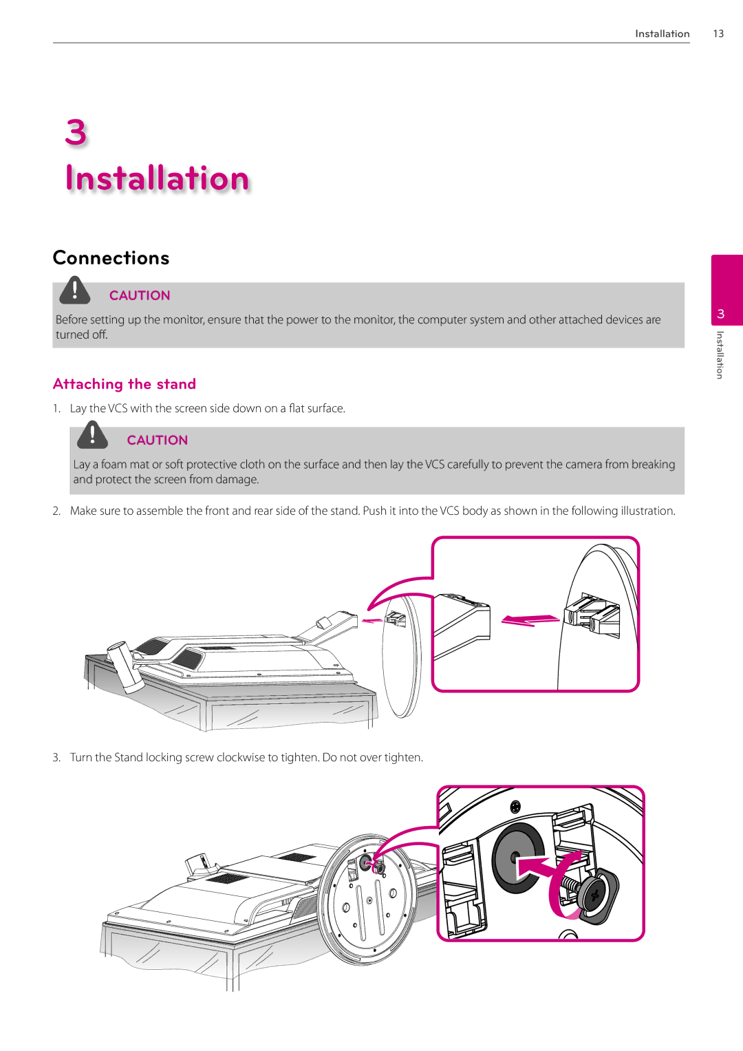 LG Electronics AVS2400 owner manual Connections, Attaching the stand 