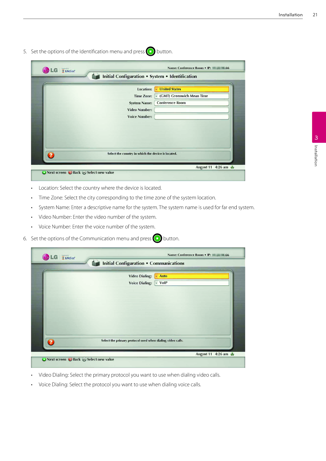 LG Electronics AVS2400 owner manual Set the options of the Identification menu and press 