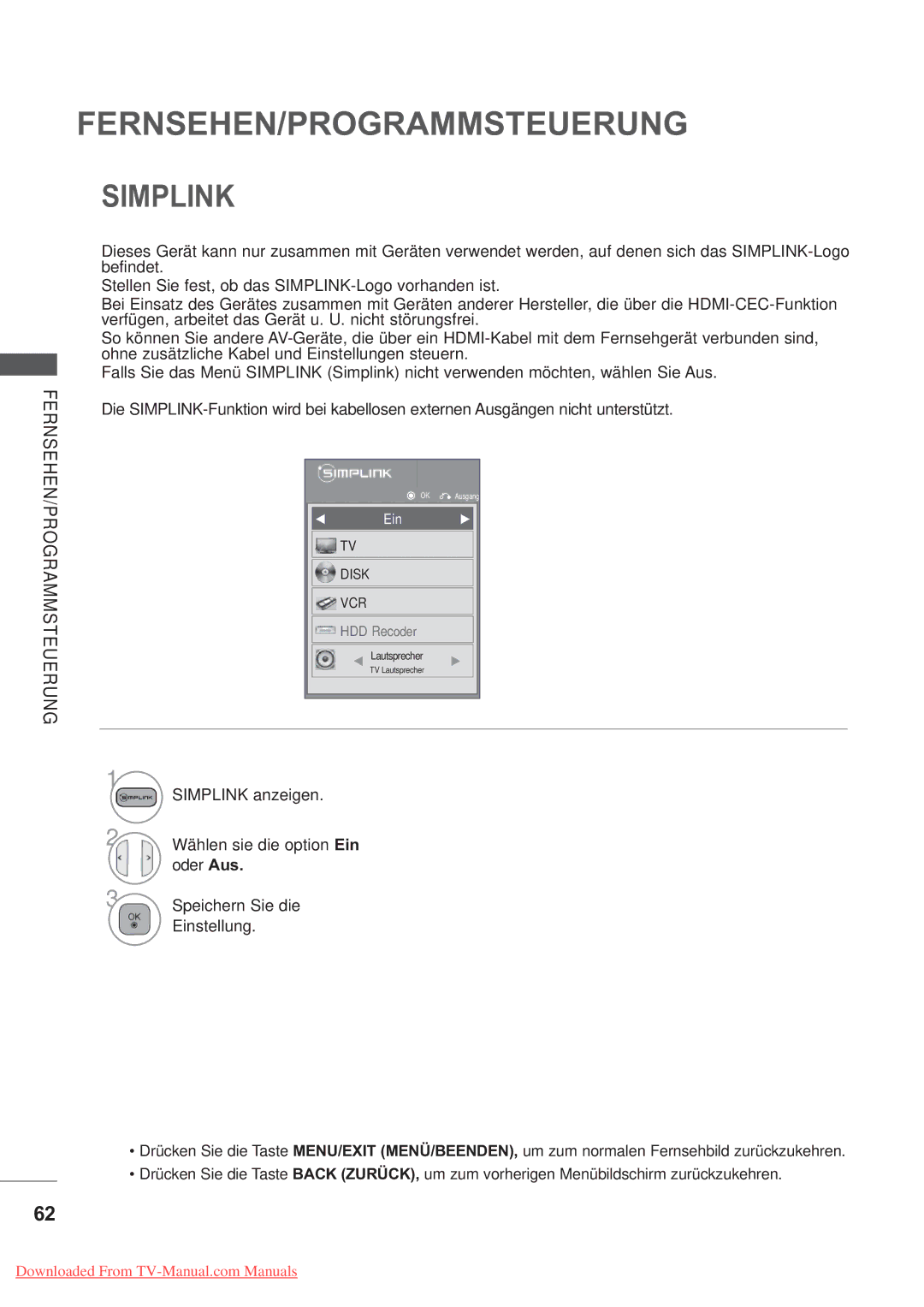 LG Electronics AW-50PG60MS, AW-60PG60MS manual Simplink 